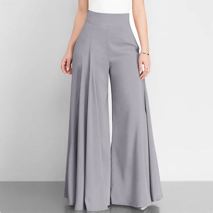 Women's Thin Trousers Zipper Wide Legs Solid Color High Waist Elegant Spring Office Commuting Simple Versatile Casual Pants
