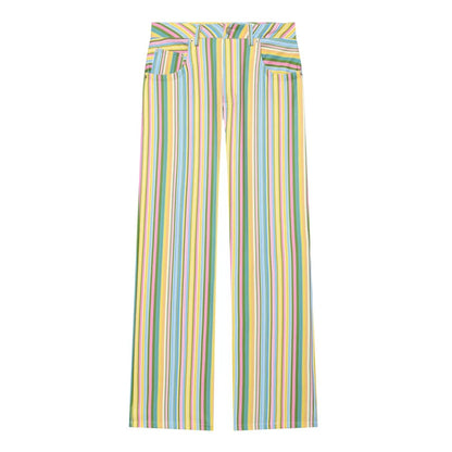 HXAO 2026 Jeans For Woman Rainbow Striped Baggy Jeans Pants Y2K Denim Wide Leg Pants Colorful Cowboy Summer Pants Streetwear