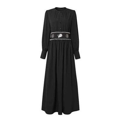 Ramadan Abaya ZANZEA Autumn Embroidered Dresses Muslim Robe Eid Dress IsIamic Clothing Women Long Sleeve Buttons Sundress Kaftan