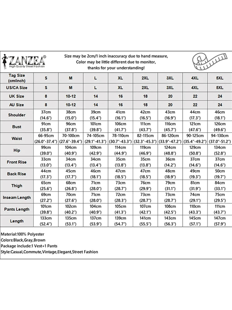ZANZEA Street Fashion Women's Pant Sets Sleeveless Long Tops and Wide Leg Pants 2PCS Outfits 2025 Summer Commute Solid Suits