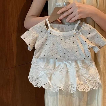 Girls Cute Polka Dot T-Shirt Summer Casual Short Sleeve Top for Baby Toddler Girls Stylish Kids Clothing New Arrival
