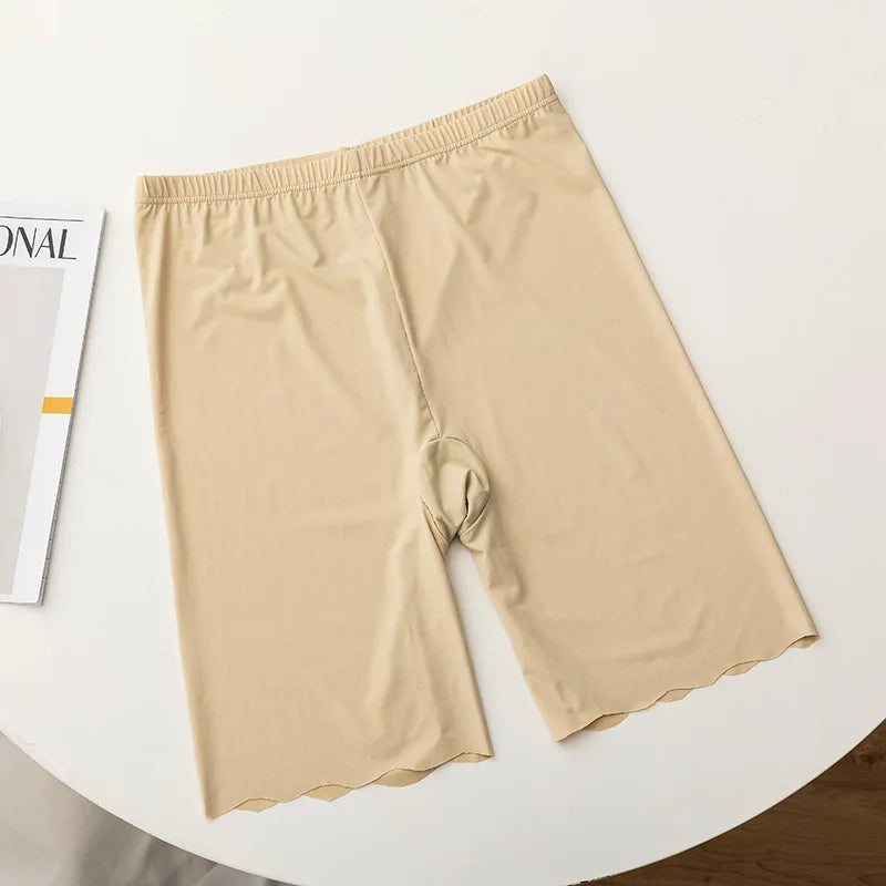 Seamless Ice Silk Safety Short Pants Women Thin Plus Size High Waist Under Skirt Boxers Panties Anti Rub Thigh Safety Shorts