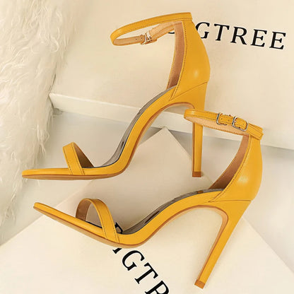BIGTREE Shoes Summer Women's Sandals Peep Toe High Heels Sexy Party Shoes Stiletto Heels 10 Smtiletto 10 Cm High Heeled Sandals