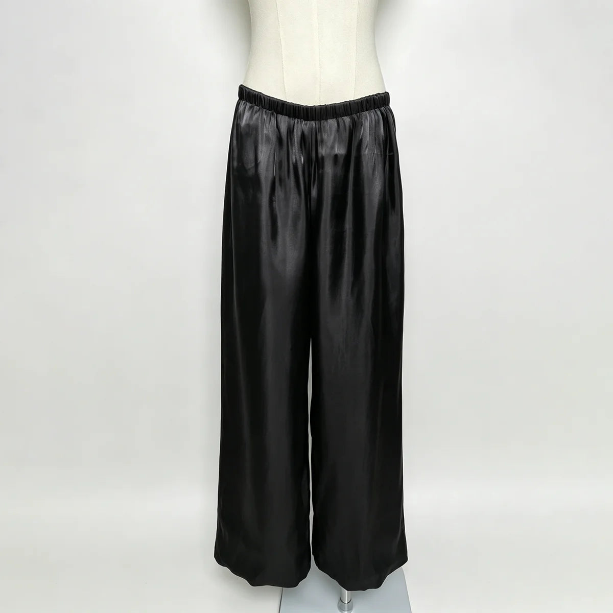 DNBS Satin Finish Women's Loose Balloon Pants, Elastic Cuffed Harem Trousers, Elegant Loungewear for Spring & Summer