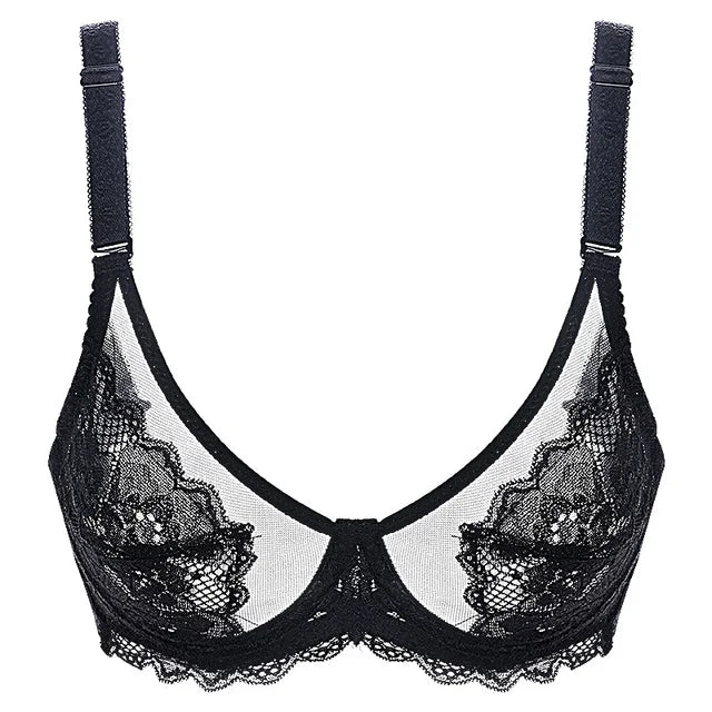 Women's Transparent Bra Ultra Thin Lace Bra Underwear