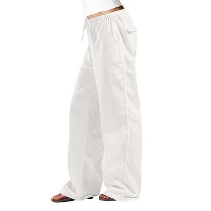 Summer Women Cotton Linen Pants Hight Waist Loose Oversized Trousers Female Long Casual Solid Color Pants Streetwear Women