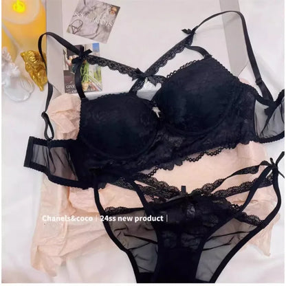 MOYISU Kawaii Heart Bra Set, Purple Lace Lingerie Sexy Pure Design, Push Up Bralette Sml Boobs Fashion Outerwear Statement Piece