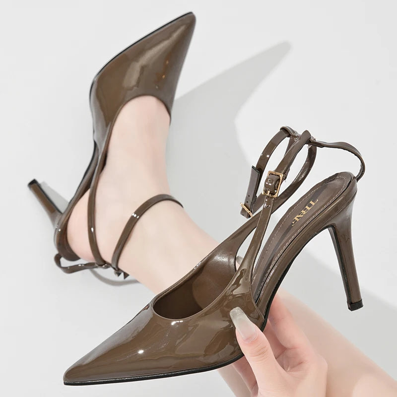 TRAF Women High heels Wedding Bride Strappy Lace up Heels Women Pumps Slingback Pointe Office Stiletto Party High-heeled Shoes