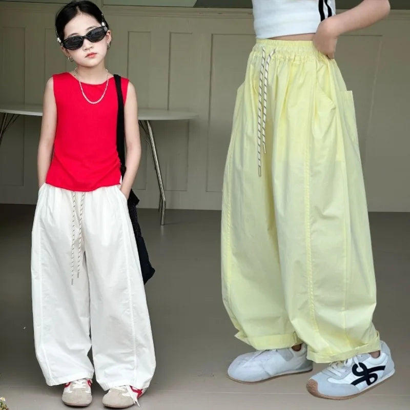 Girls' Lightweight Summer Loose Stylish Wide Leg Harem Pants 5-12 Years