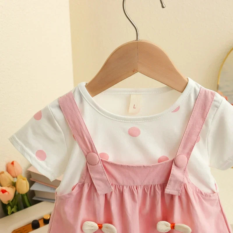 Baby Girl Clothes Summer Polka Dot Print Cute Three-Dimensional Bow Decoration Baby Dresses Sweet Birthday Party Baby Clothes