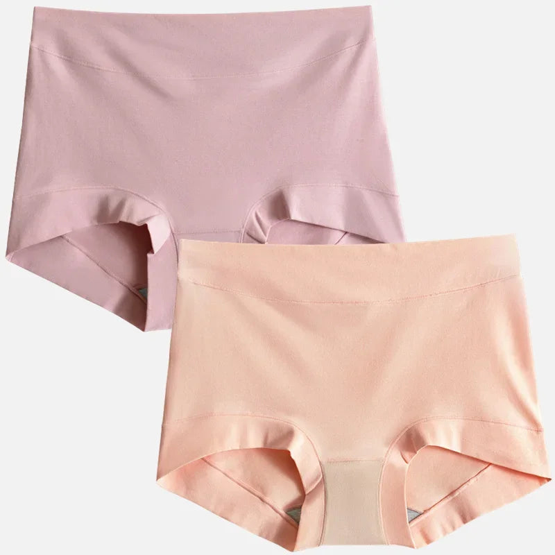 2pcs Women Cotton Panties High-Rise Plus Size M-4XL Female Underwear Boxers Shorts Comfort Underpants Sexy Intimates Lingerie