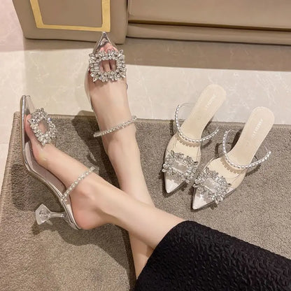 Sexy Pointed Toe Pumps Transparent Slip-on High Heels Sandals Women New summer Fashion High Heel Women Luxury Party Pumps