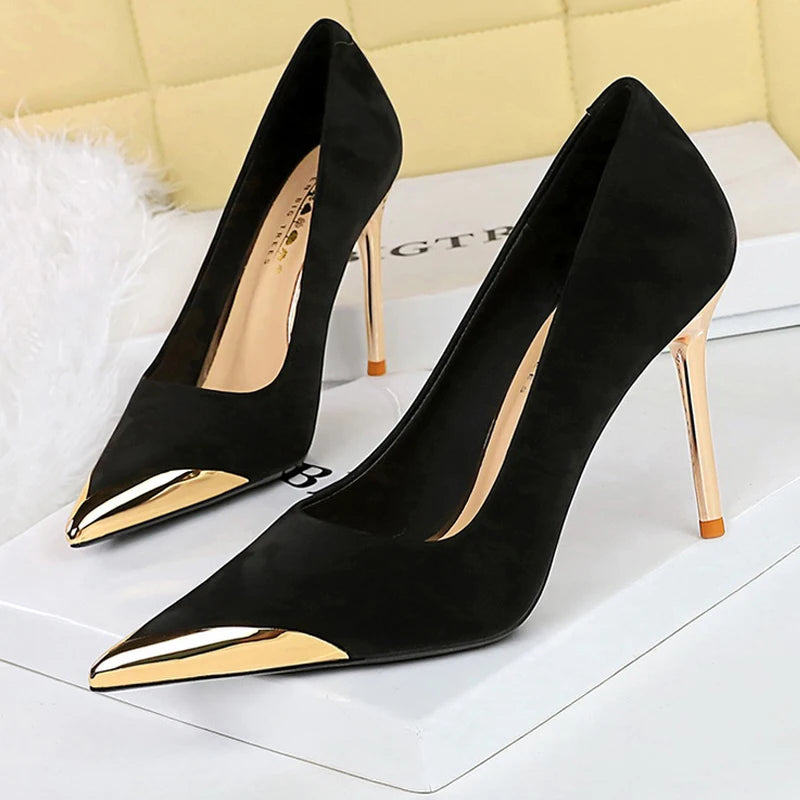 BIGTREE Shoes Metal Pointed Tip Women Pumps Stilettos Heels 10 cm Luxury High Heels Luxury Banquet Shoes Sexy Party Shoes 2026