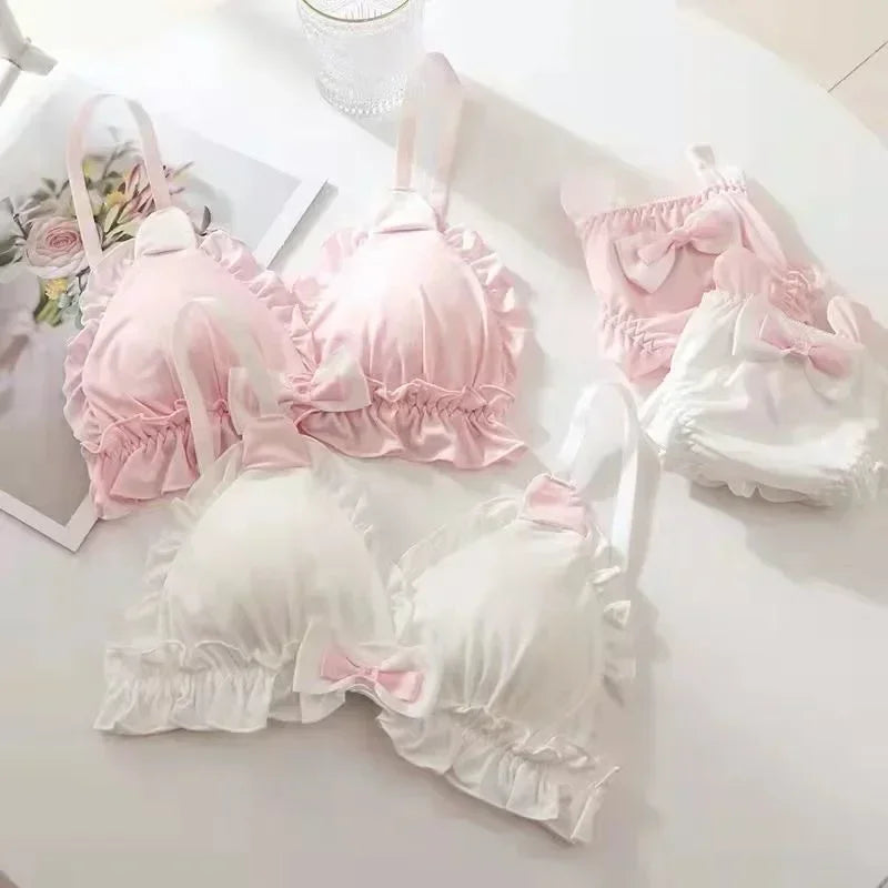 Little White rabbit ears girls underwear  Japanese girls pure desire small chest thin bra without underwire