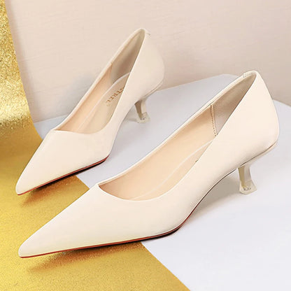 BIGTREE Shoes Women 4.5 Cm Heels Pointed Toe Woman Pumps Fashion Kitten Heels Large Size 34-43 Sexy Mid Heeled Female Shoes 2026