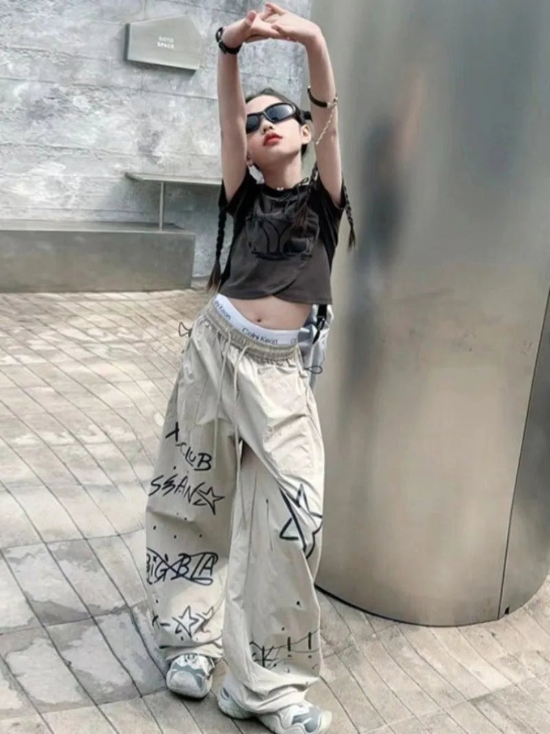 Girls' Summer Utility Pants 2026 Trendy Casual Long Pants Kids' Fashion Work Pants