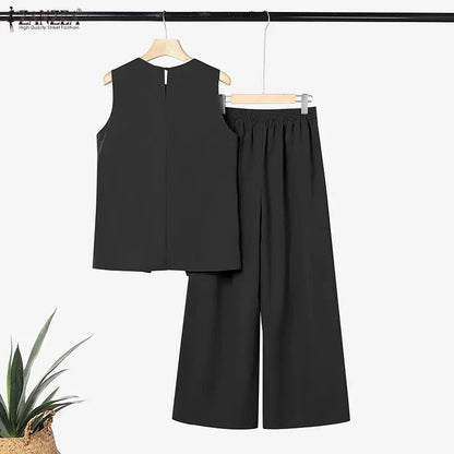 2026 ZANZEA Fashion Summer Pant Sets Sleeveless Tank Tops Trousers Women 2 Piece Sets Elegant Solid OL Work Outfit Without Belt