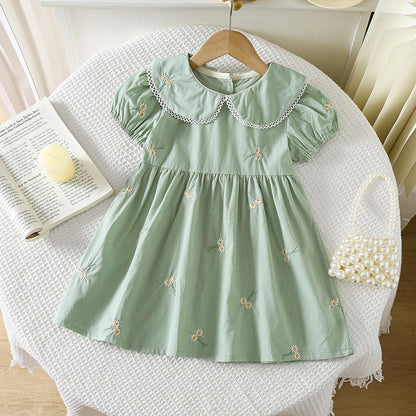 Summer New Little Girls Toddler Princess Dresses 1-6Yrs Girls Fashion Embroidered Flower Dress Kids Flying Sleeves Party Clothes