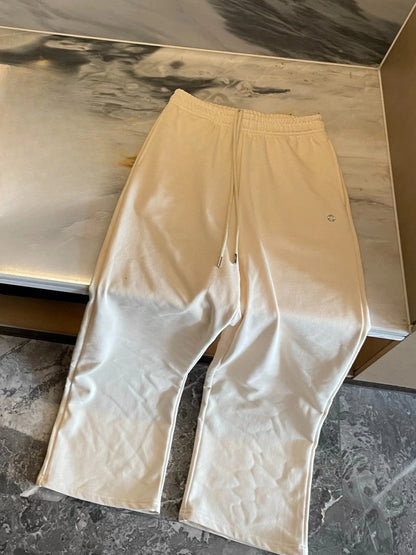 Cotton Sweatpants Women Elastic High Waist Drawstring Straight Trousers Women Black Casual Loose Sports Wide Leg Pants Women