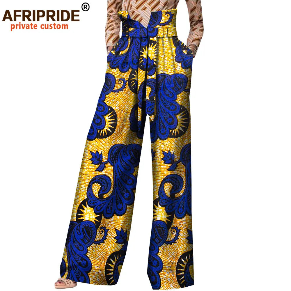 2026African Pants for Women Plus Size Wear Trousers Customzied High Waist Full Length Back Zipper Pants with Sashes A1821002