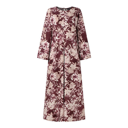 ZANZEA Modest Muslim Abaya Hijab Dress 2026 Fashion Women Long Sleeve Floral Printed Sundress Dubai Robe Femme Vestidos Ramadan
