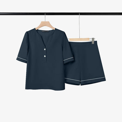 ZANZEA Summer 2PCS Outfit Women 2 Pieces Sets V Neck Short Sleeve Blouse Short Sets Stylish Casual Color-Blocking Tracksuit 2026