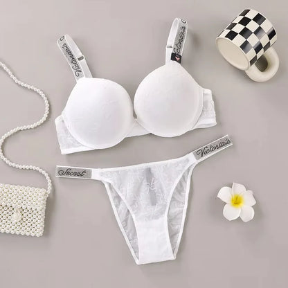 Victoria's Secret Classic Padded Adjustable push up Lingerie Underwear Set Bras and Panty Set Women's New Sexy Lingerie Sporty