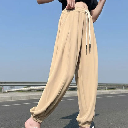 Girls' Mosquito Repellent Summer Tapered Pants Viscose Lightweight Loose Fitting Harem Pants with Elastic Cuffs for Activities