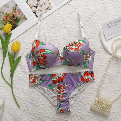 Hot Selling High-quality Multi-color Lingerie 2-piece set For Women's Underwear Beautiful Print Push Up Bra Beach party bikini