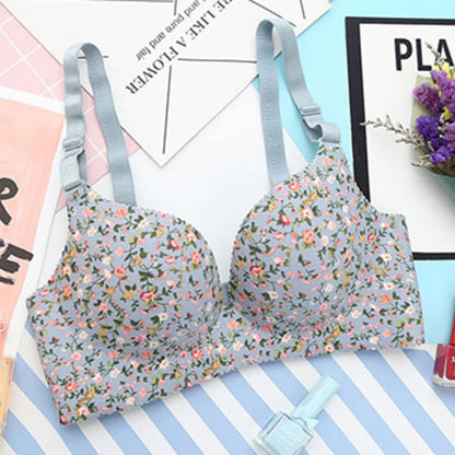 Women Lingerie Seamless Adjustable Bra Sexy Comfortable Nylon Flower Print One-Piece Underwear  Breathable