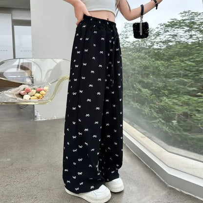 2026 Summer Girls' Ice Silk Mosquito Repellent Loose Straight Leg Wide Leg Pants 5-12 Years Kids School Stylish