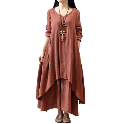 Winter Summer Long Dress Women Long Sleeve Loose V-neck Elegant Dresses Party 2023 New Vintage Chinese Style Dress