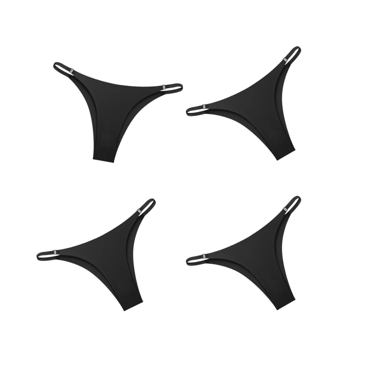 4Pcs/Set Women Ice Silk Low Rise Briefs with Decorative Side Buckle Sexy Brazilian Panties Seamless Underwear Lingerie S-XL