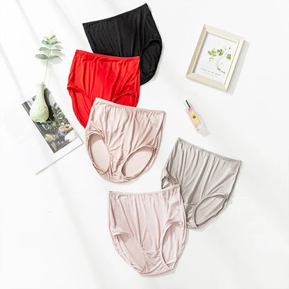 3Pcs/Set Natural Mulberry Silk Women's Underwear High Waist Briefs Traceless Breathable Sexy Underwear  Underwear Women Panties