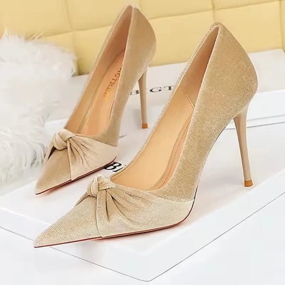 BIGTREE Shoes Bowknot Suede Women Pumps Fashion New High Heels Pointed Stilettos Women Heels 2026 New Design Pumps Plus Size 43