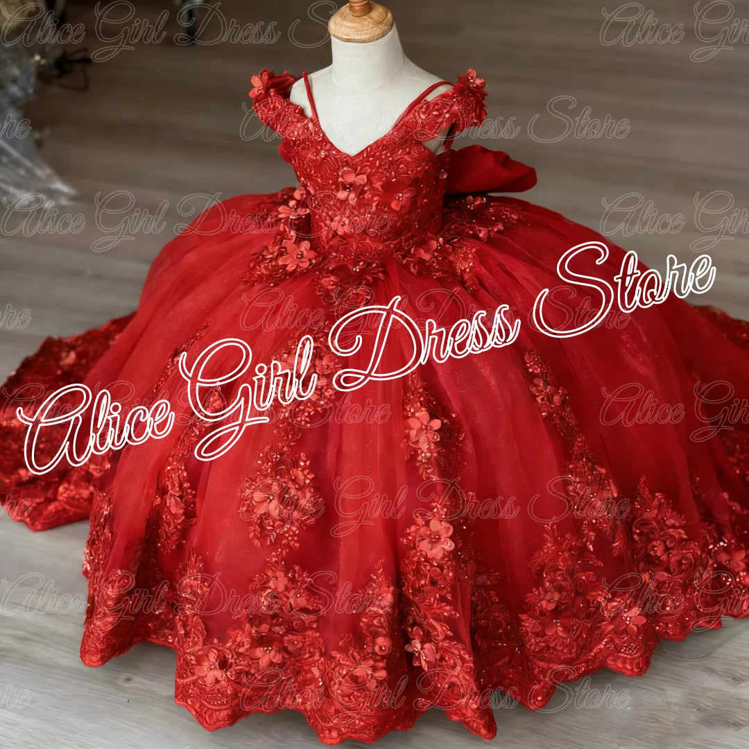 Green Flower Girl Dresses For Wedding Lace Appliques Floor Length Girl Birthday Party Gowns First Communion Gowns Customized