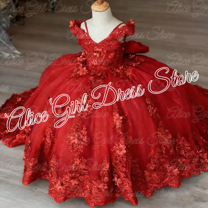 Green Flower Girl Dresses For Wedding Lace Appliques Floor Length Girl Birthday Party Gowns First Communion Gowns Customized