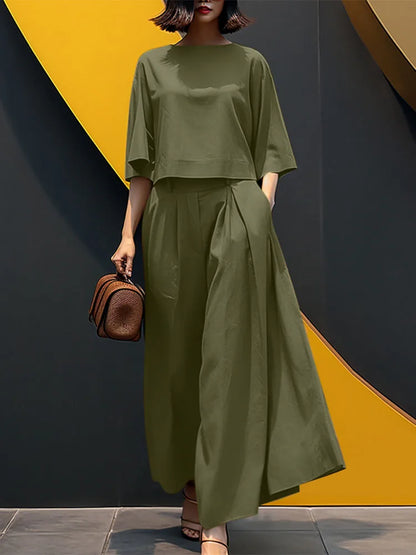 ZANZEA Summer Pant Sets 2025 Fashion Matching Sets Women Baggy Blouse Wide Leg Trousers Suit 2pcs Outfits Solid Work Tracksuits
