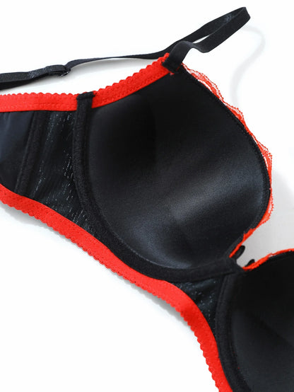 Sexy Lace Women's Bra Alluring Lace-Trimmed Padding Push-Up Bra Comfortable Breathable Women's Underwear