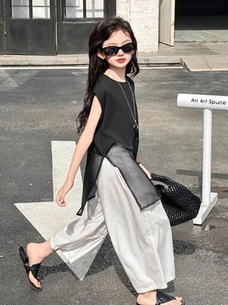 Little Girl Clothes Summer Children's Clothing Setup Child Girls Girls' 2025 New Kids Fashion Outfit Outdoor Sets Suit Korean