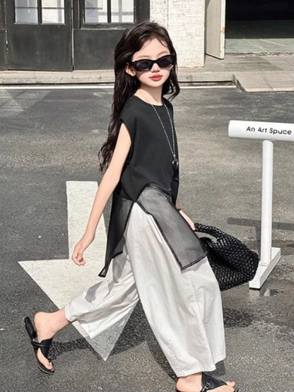 Little Girl Clothes Summer Children's Clothing Setup Child Girls Girls' 2025 New Kids Fashion Outfit Outdoor Sets Suit Korean