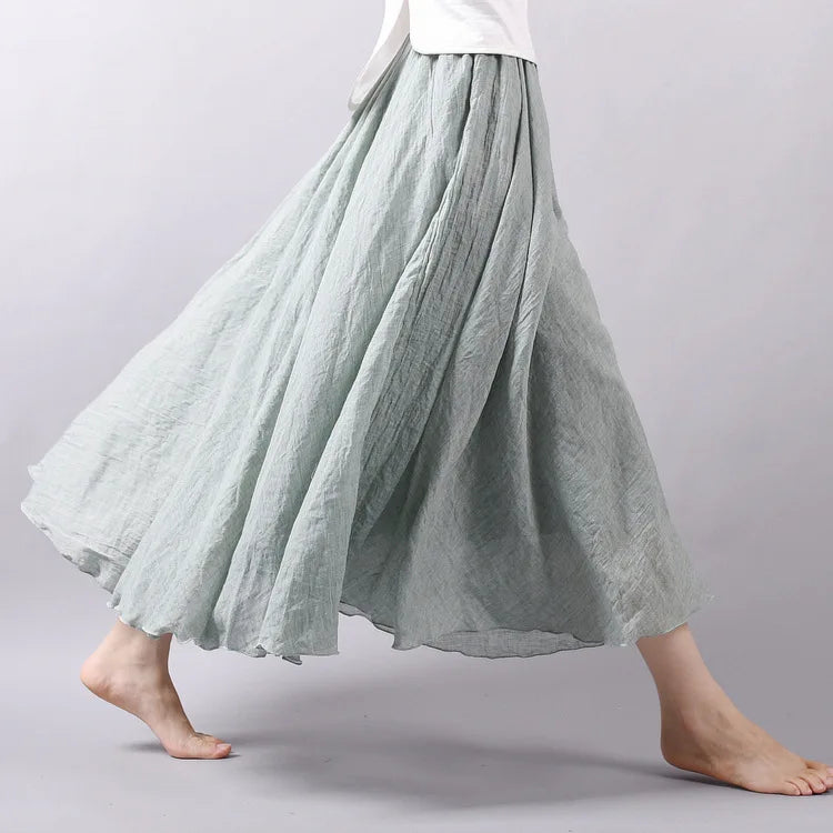 2026 Women Cotton Blending Long Skirts High Waist Good Quality Women Summer Boho Maxi Skirts Brand Faldas Femme Streetwear
