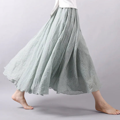 2026 Women Cotton Blending Long Skirts High Waist Good Quality Women Summer Boho Maxi Skirts Brand Faldas Femme Streetwear