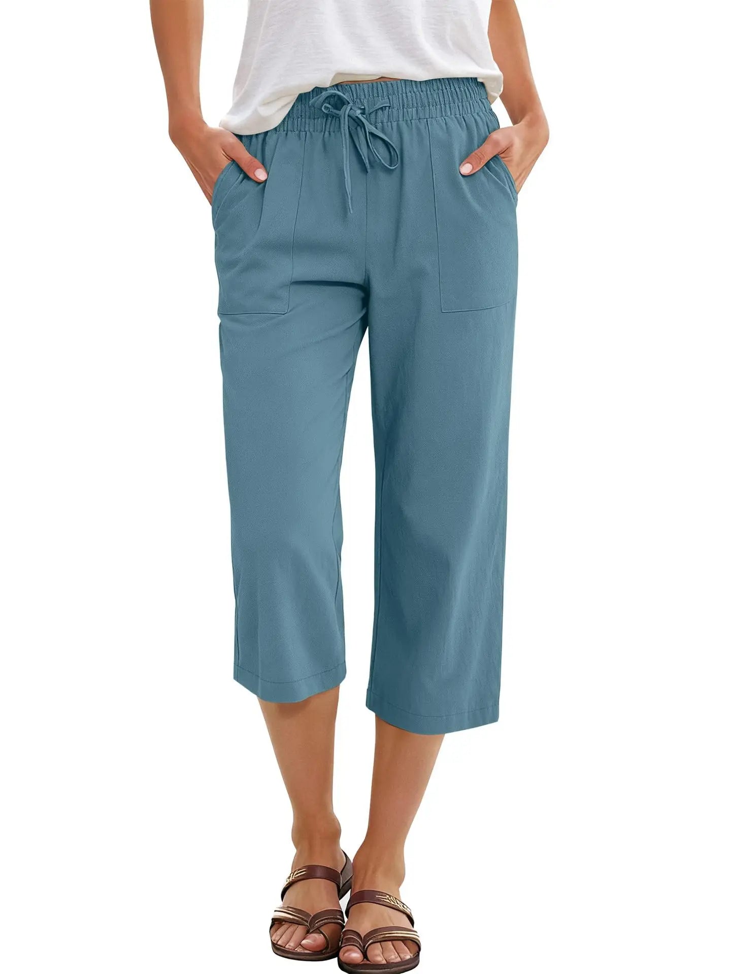Quick Dry Capri Pants Womens Summer Hiking Cargo Pants 2 Pockets Waterproof Sun UV Protection Knee Length Shorts