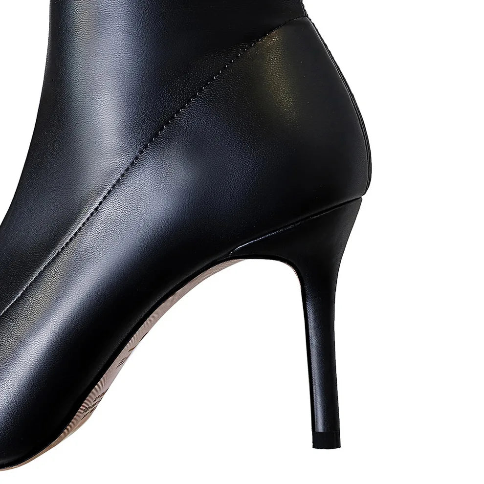 Sexy Over-the-Knee Boots Women Shoes Pointed Long Boots Plush Warm Winter Boots High Heeled Leather Boots Stiletto Heels 8.5 cm