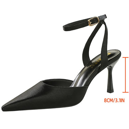 BIGTREE Shoes Silks Satins Heeled Sandals Women Shoes Sexy Party Shoes Women Pumps Buckle High Heels Summer Shoes Plus Size 43