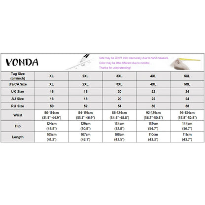 VONDA Streetwear Women Wide Leg Pants Asymmetrical Elastic Waist Trousers Casual Summer Holiday Solid Plus Size Pants Oversize