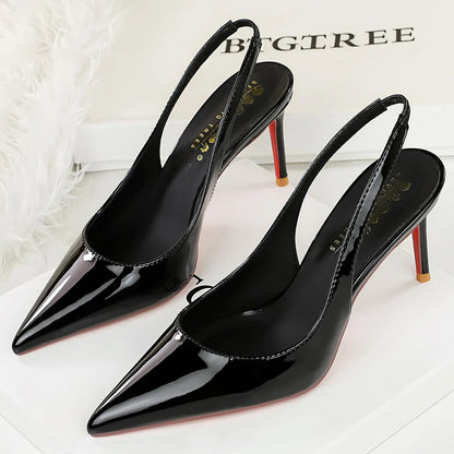 Large Size 43 Women Pumps Pointed High Heels Patent Leather Women Heels 8 cm Stiletto Sexy Party Shoes Summer Heeled Sandals