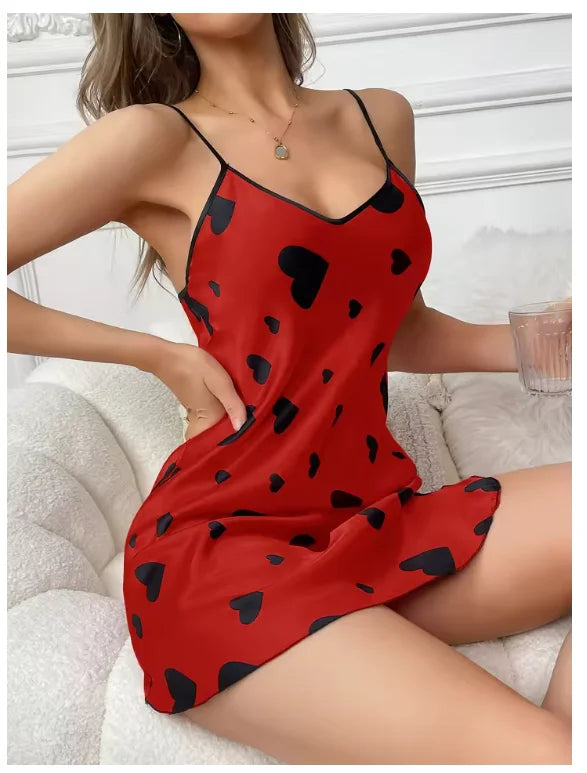 Women's Silk Adjustable Camisole V-Neck Slit Nightdress Silky Soft Cool Comfort Solid Sleepwear All-Season