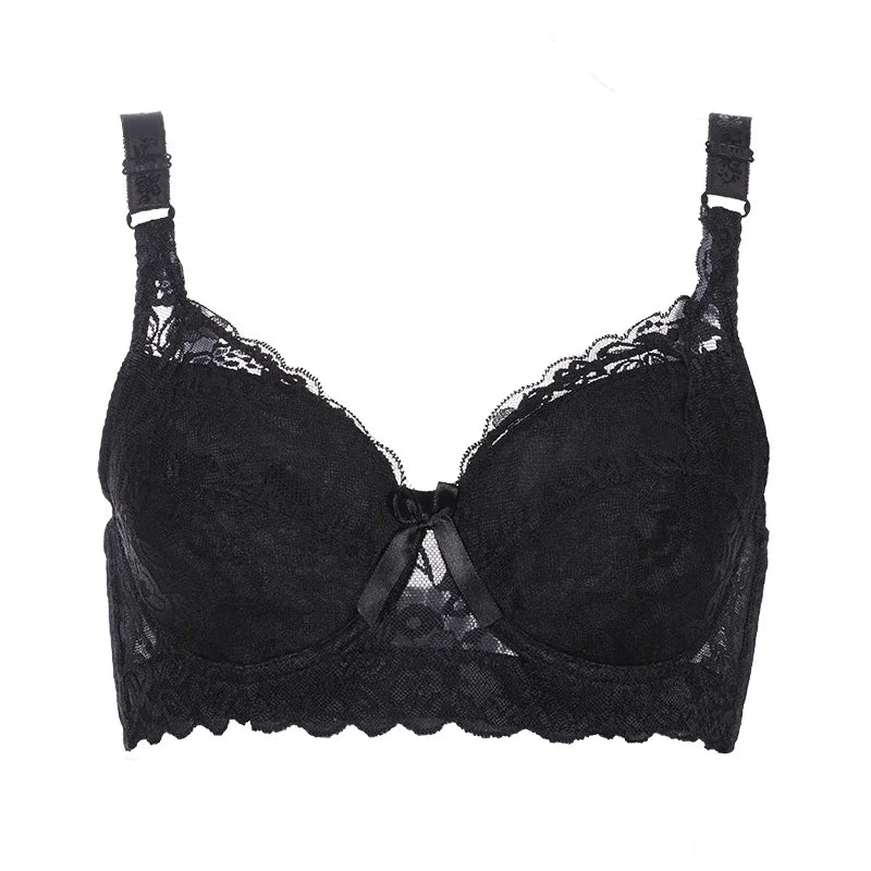 Hot Full cup thin underwear small bra plus size undewire adjustable lace Women's bra breast cover B C D Large size Lace Bras